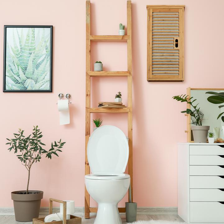 Actual product image Relaxdays Bamboo Wall-Mount Bathroom Cabinet, 2 Tiers (35 x 20 x 66 cm)