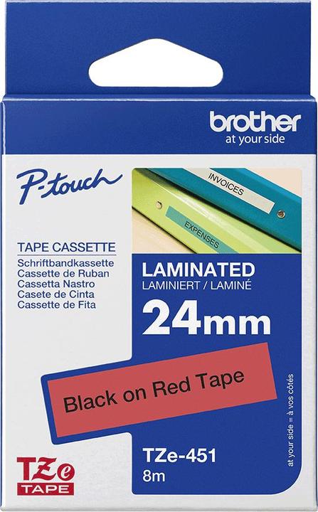 Actual product image Brother Tze-451 (2.40 cm, Black, Red)