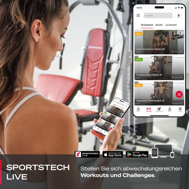Produktbild Sportstech HGX300 - Multifunktions-Kraftstation für zuhause, Fitness mit 80kg Gewichtsblock & integr