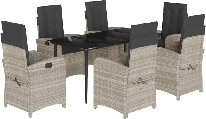 Immagine prodotto VidaXL Mobili da giardino set da pranzo set da giardino gruppo di sedute 7pcs grigio chiaro poly rattan (80 cm)
