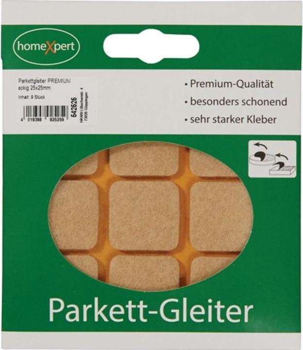 Actual product image Hansi-Siebert Parquet glides Premium 25 x 25 mm felt natural angular self-adhesive (Felt gliders, 9 Piece)