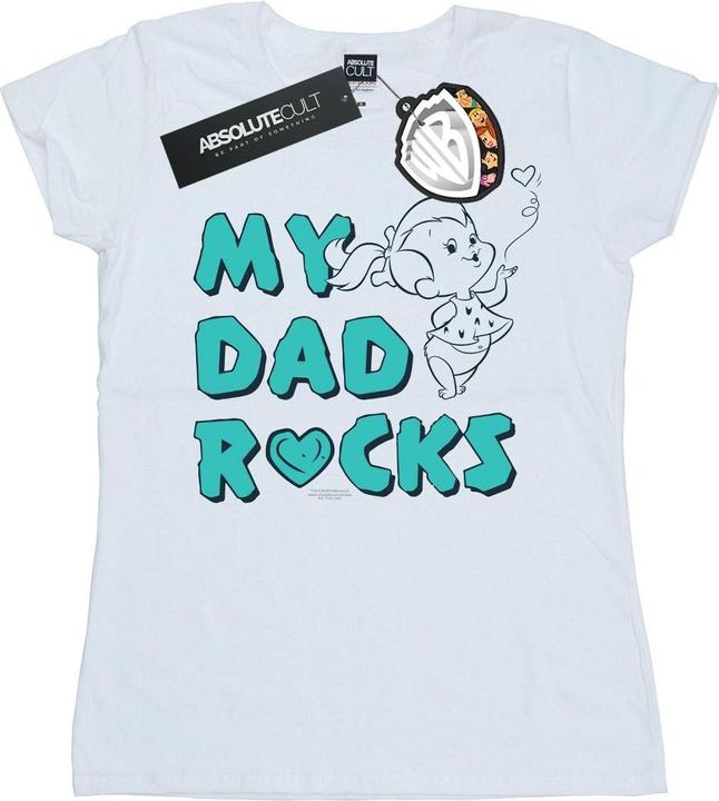 Actual product image The Flintstones Womens/Ladies Pebbles My Dad Rocks Cotton T-Shirt (L)