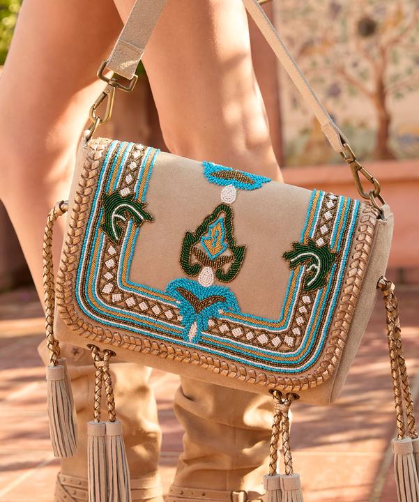 Actual product image Joe Browns Braided Suede Beaded Crossbody Bag