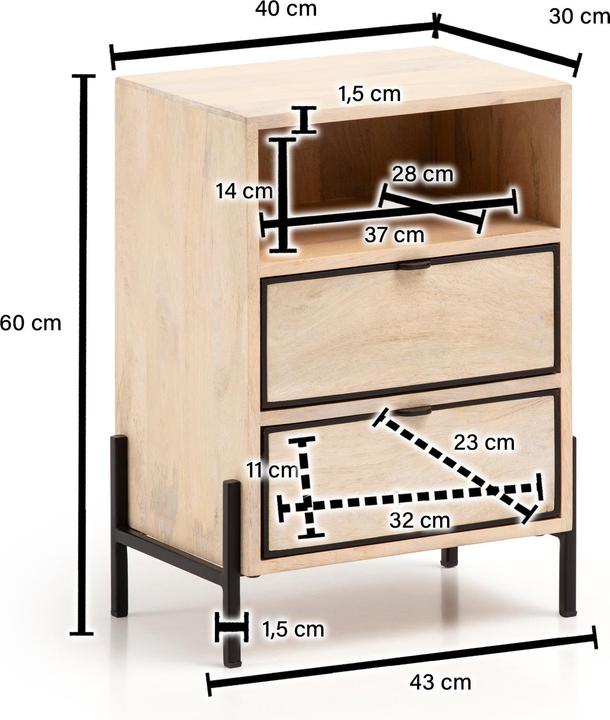 Immagine prodotto FineBuy Comodino FB96459 in legno massiccio marrone