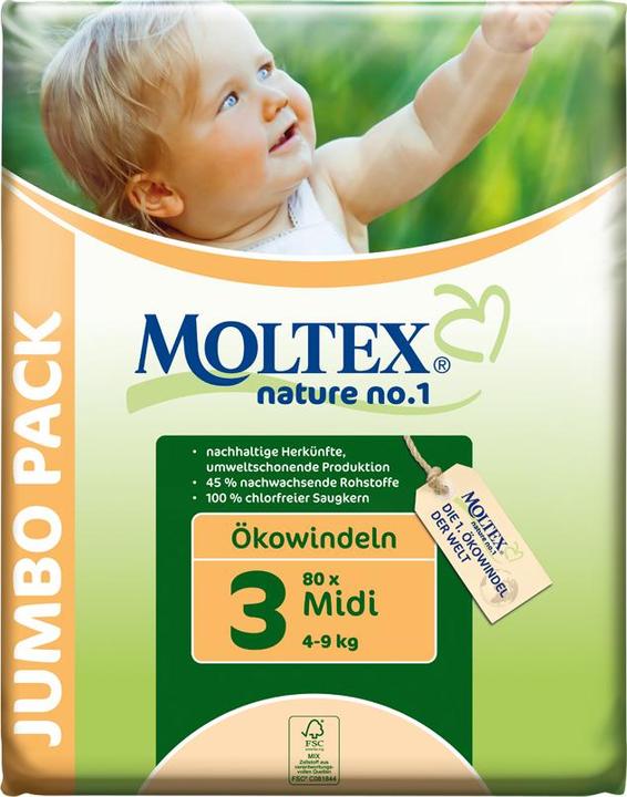 Immagine prodotto Ontex Moltex Nature N°1 Midi 4-9 kg, 80 Stk. (Dimensione 1, 80 Pezzo/i)