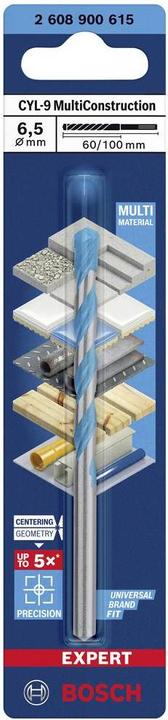 Actual product image Bosch Professional Zubehör Expert CYL-9 MultiConstruction drill, 6.5 x 60 x100 mm, d 5.5 mm (6.5 millimetres)