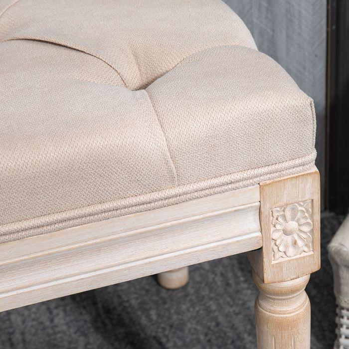 Immagine prodotto Swisshandel24 Panca imbottita Panca per letto vintage, panca per camera da letto con bottoni, aspetto lino (117 cm)