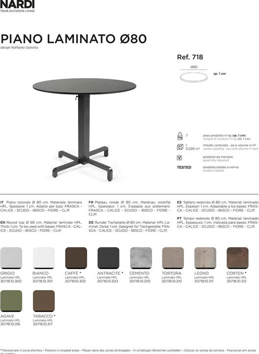 Immagine prodotto Nardi P. LAMINATO DIAM.80 (80 x 80 x 1 cm)