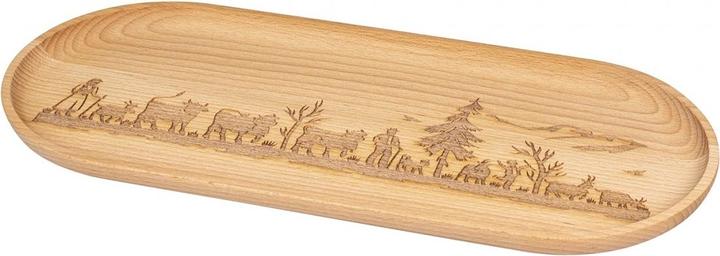 Kadastar Holzteller ovalAlpaufzug Familie, gross, Buche, 35 x 15 cm