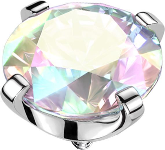 Star Piercing Dermal Anchor silber Kristall multicolor gefasst (ohne Messing, Titan G23)