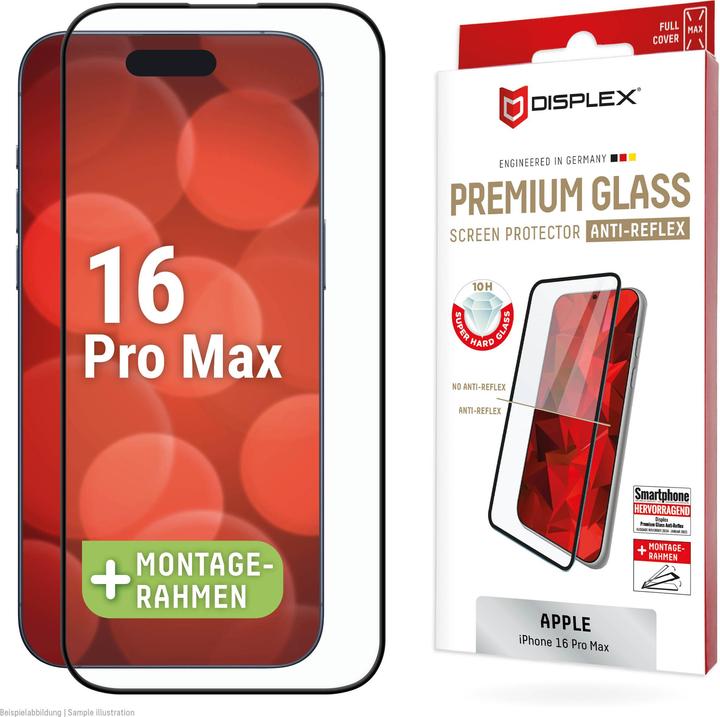 Produktbild Displex Premium Glass, Full Cover Anti-Reflex Panzerglas (1 Stück, Apple iPhone 16 Pro Max)