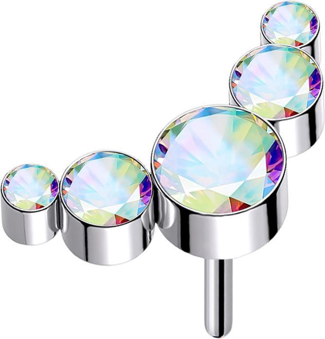 Produktbild Star Piercing Threadless silber fünf Kristalle multicolor (ohne Messing, Titan G23)