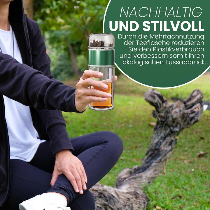 Produktbild Gewürzladen Näfels Drehbare Teeflasche aus hitzebeständigem Glas mit Teefilter - to go (0.24 l)