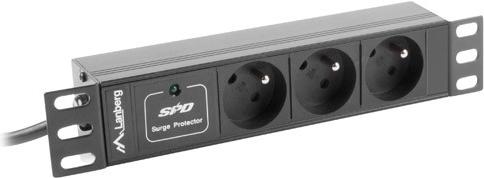 Productafbeelding Lanberg PDU-03E-0200-BK stroomverdelingseenheid (PDU) 3 AC-uitgang(en) 1U Zwart