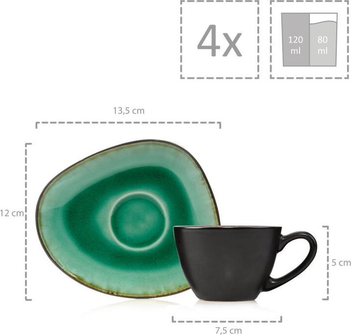 Actual product image Sänger Geschirr Espresso cups set Palm Beach with saucers (120 ml, 8 x)