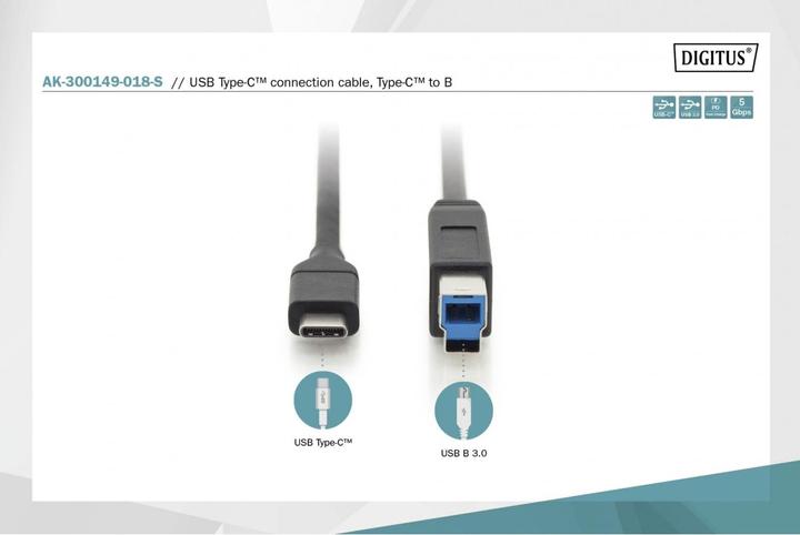 Image du produit Digitus USB C – USB B (1.80 m, USB 3.0)