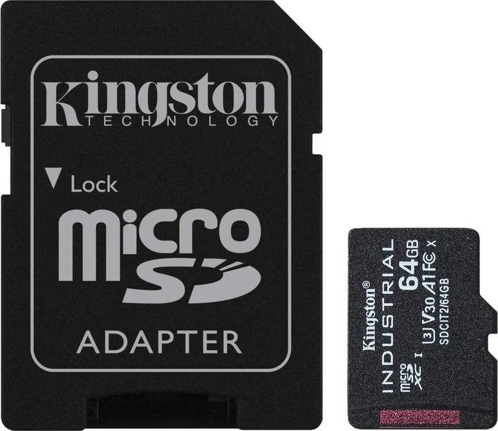 Actual product image Kingston microSDXC Industrial (64 GB, microSDXC, microSDHC, U3, UHS-I)