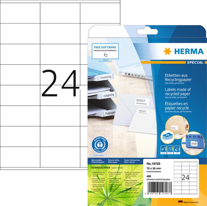 Actual product image HERMA Recycling labels A4