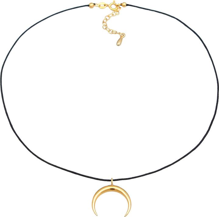 Elli Halskette Choker Nylon Halbmond Sichel 925 Silber (925er Sterling Silber, Keine Schmucksteine, Nylon, 36 cm)