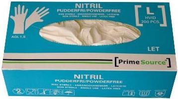Produktbild Prime Source Einweghandschuhe LET Grösse L ohne Puder Nitril AQL 1.5 Weiss, 200 Stück/Packung (L)