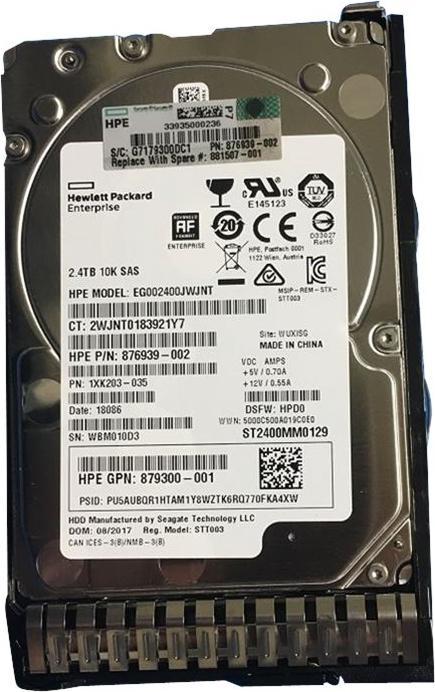 Image du produit HPE HDD 2.4TB 12G 10K SFF SAS SC (2.40 To, 2.5")