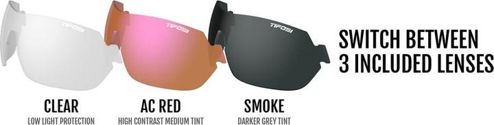 Produktbild MGA Tifosi Slice Slice Black White Gläses (3 Gläser 15,4% Rauch, 41,4% Wechselstrom rot, 95,6% klar) (Schwarz/Weiss, Rauch, Red, Klar)