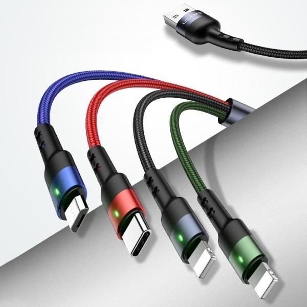 Immagine prodotto Usams Cavo USB-A - USB-C, microUSB, 2x Lightning 0,35 m nero (63754-uniw) (0.35 m, USB 3.0)