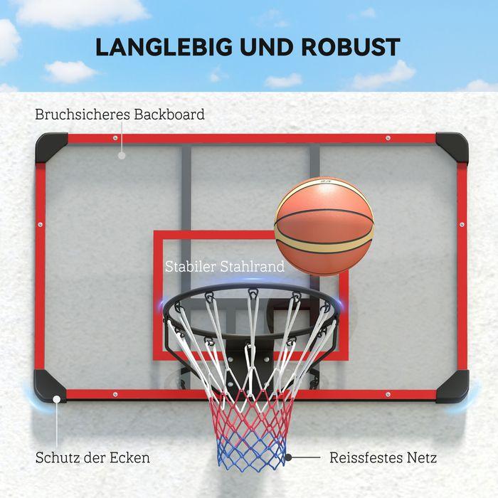 Produktbild Swisshandel24 Basketballkorb, Basketballbrett mit Korb, Wandmontage, für Outdoor, Stahl, rot
