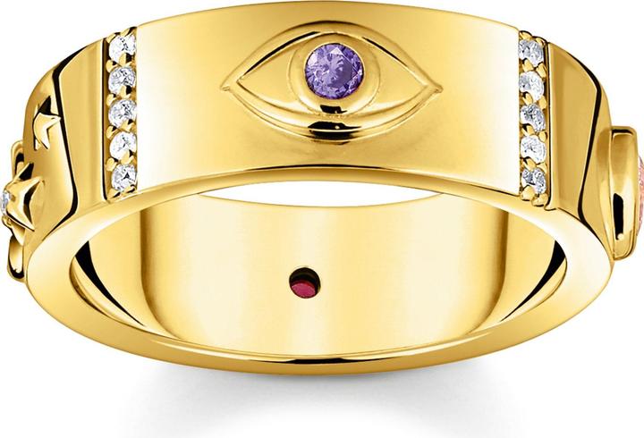 Produktbild Thomas Sabo Ring mit kosmischen Symbolen und bunten Steinen vergoldet (54, 925 Silber)