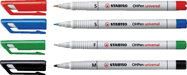 Actual product image STABILO OHPen universal foil pen water-soluble (Green, Red, Blue, Black, 0.40 mm, 4 x)