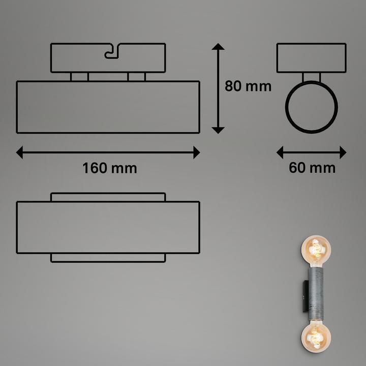 Produktbild Briloner Wandleuchte, antik-silber / schwarz, 2xE27/max.10W (E27)