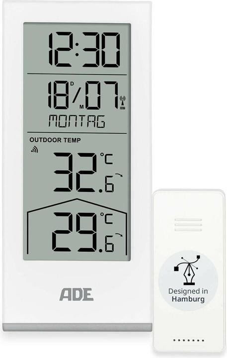 Produktbild ADE Wetterstation mit Funk-Aussensensor Weiss, Funktionen
