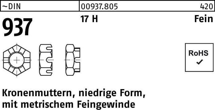 Actual product image Hexagon castle nut DIN 937 low form M 48 x 1,5 17 H w.fine thread