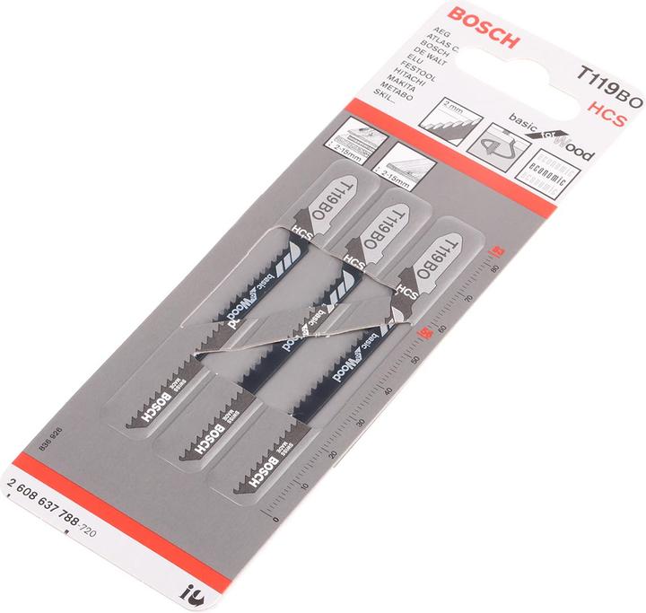Actual product image Bosch Professional Zubehör Jigsaw blade T 119 BO Basic for Wood, pack of 3