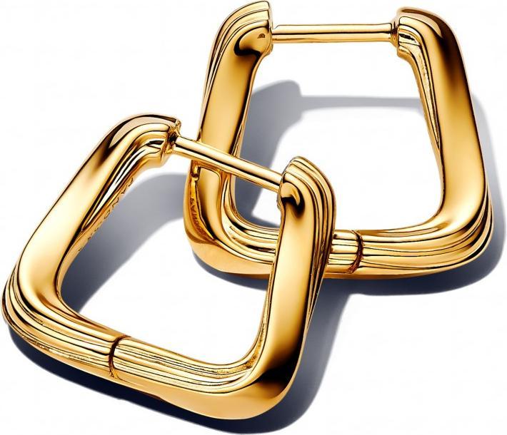 Image du produit Pandora Petites boucles d'oreilles créoles triangle torsadé (Plaqué or, Métal)