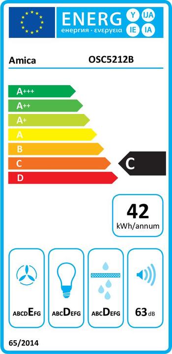 Energie-Label Amica OSC5212B gartraukis (Flachschirmhaube)