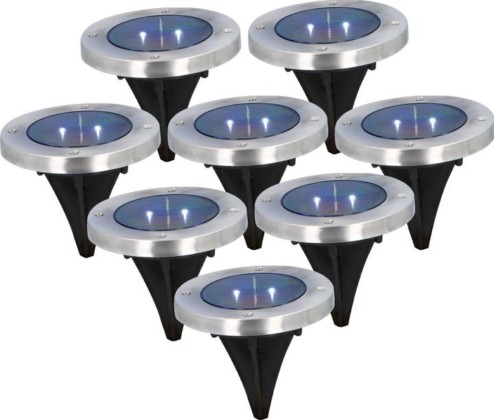 Actual product image Grundig Set of 8 solar floor lights made of stainless steel, with ground spike, Ã˜ 12 x 12 cm