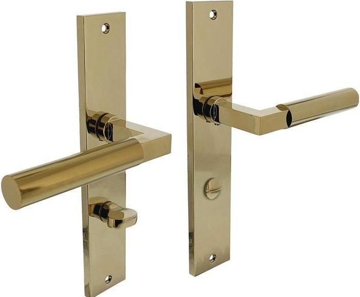 Produktbild Intersteel Langschildschildgarnitur Baustil Aluminium F3 Messing WC 72 mm DIN links / rechts (Türgarnitur)