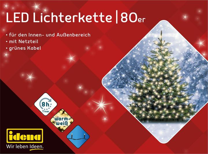 Produktbild Idena LED-Lichterkette 80er warmweiss,f.Aussen (8 m)