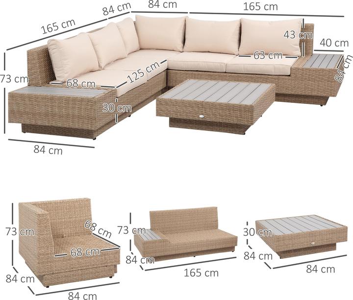 Image du produit Outsunny Set de salon de luxe en poly rotin