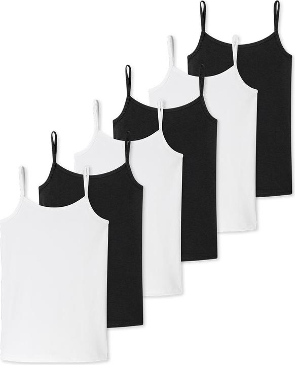 Actual product image Schiesser Pack of 6 Teens Girls 95/5 Organic Cotton Spaghetti Tops / Undershirts (176)