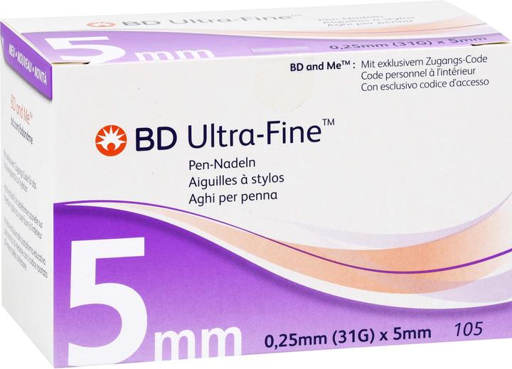 Produktbild BD ULTRA-FINE Pen-Nadeln 0,25 mm (31G) x 5 mm, 105 St. Kanülen (Pen Nadeln + Einmalkanülen)