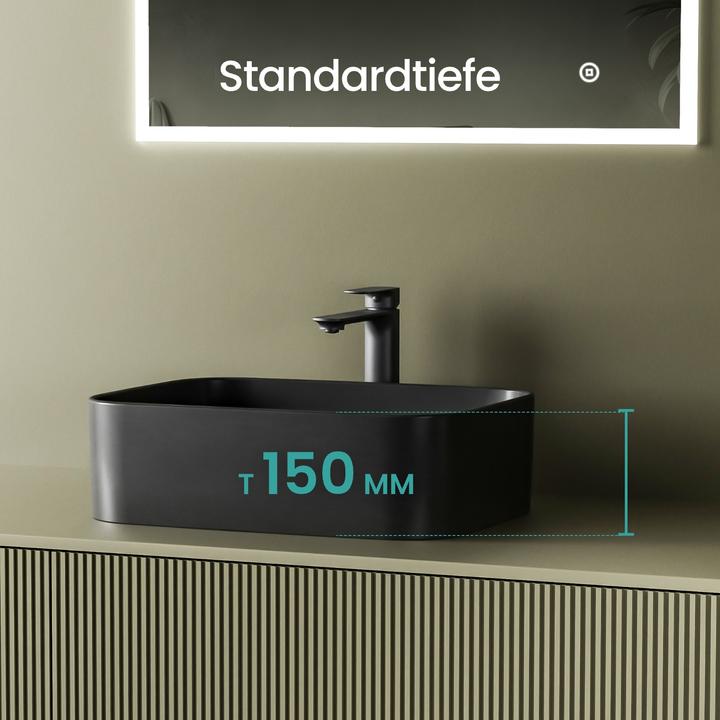Immagine prodotto Emke Lavabo di design Lavabo da appoggio Grigio Opaco Lavabo in ceramica di alta qualità Bagno Facile da (380 mm, 610 mm)