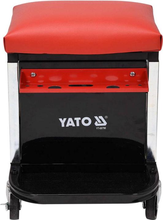 Produktbild Yato Profi Werkstatthocker mit 2 Schubladen, Staufach und Ablage, 360° drehbar, 4 Rollen, stabile un