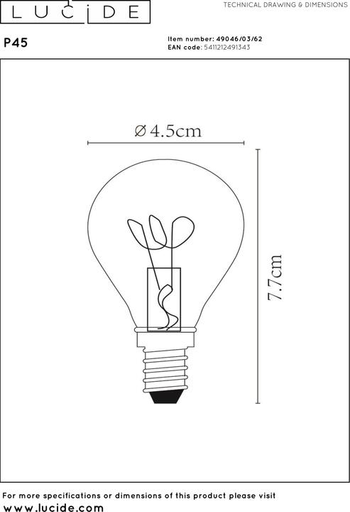Actual product image Lucide E14 (E14, 3 W, 165 lm, 1 x, G)
