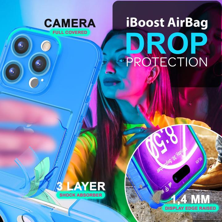 Immagine prodotto Nalia Portacarte trasparente in silicone trasparente al neon (Apple iPhone 16 Pro Max)