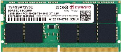 Produktbild Transcend TS4GSA72V6E PC-Arbeitsspeicher Modul Retail DDR5 32 GB 1 x 32 GB ECC (1 x 32GB, 5600 MHz, DDR5-RAM, SO-DIMM)