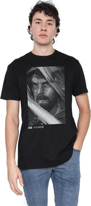 Actual product image Star Wars Mens Obi Wan Kenobi Mono Portrait T-Shirt (L)