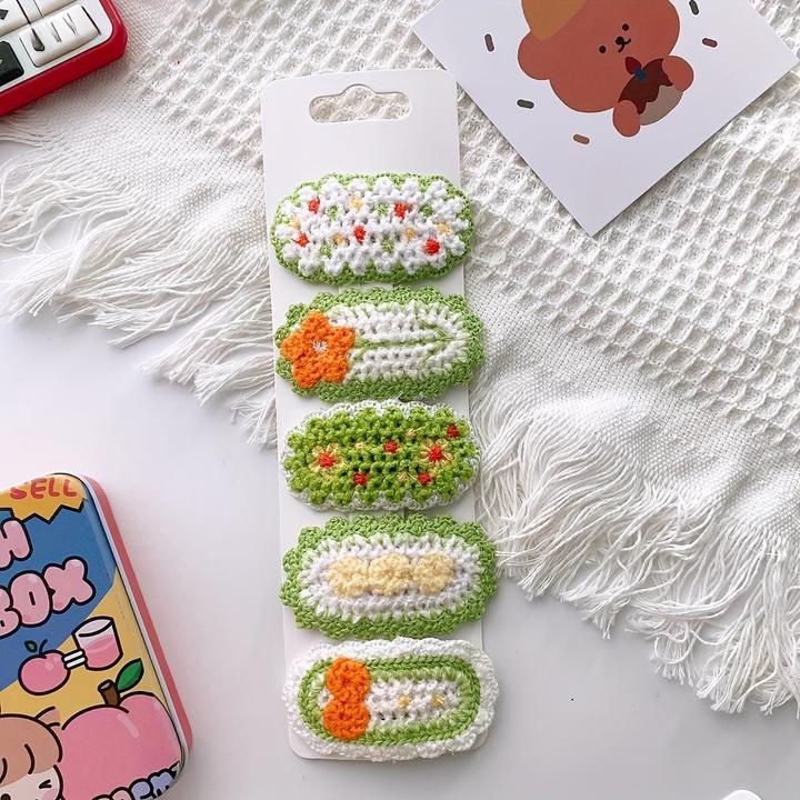 Actual product image Activity Board 5pcs Versatile knitted cute flower hair clips, cute headpiece (5 pcs.)