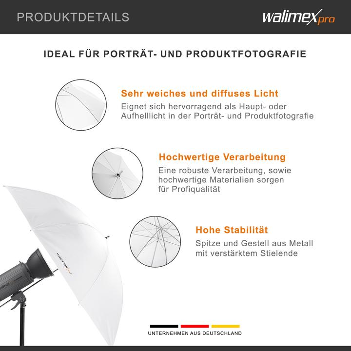 Immagine prodotto Walimex pro per ombrello a luce trasmessa 109cm (Ombrello, 109 cm)
